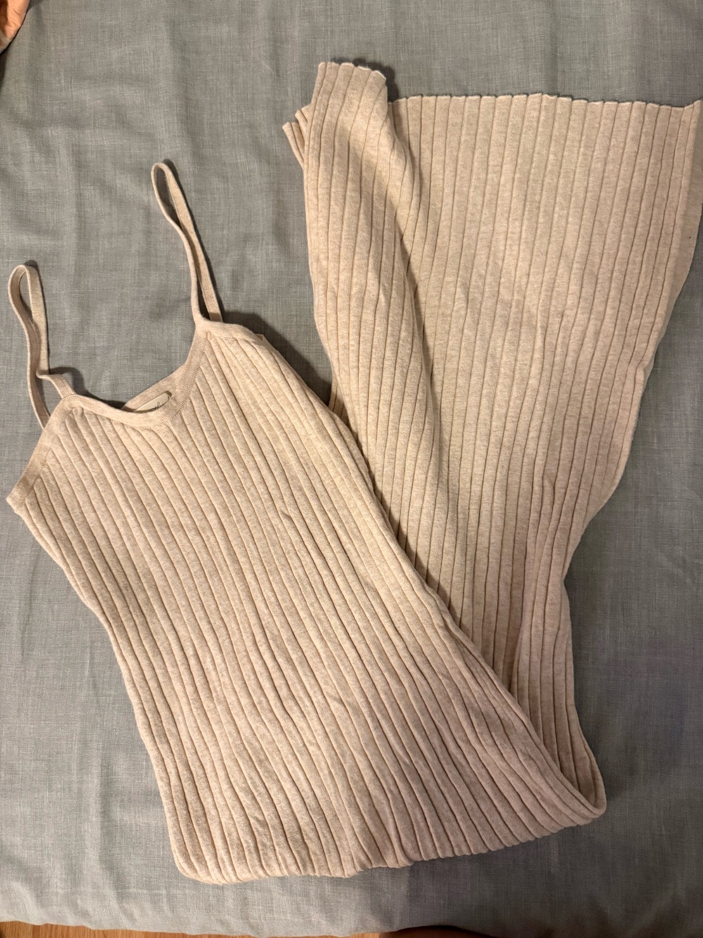 Universal Thread Ribbed Maxi Dress — Light Beige